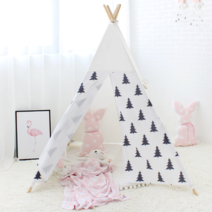 Indio niños tienda jugar <span class=keywords><strong>casa</strong></span> árbol negro de lona de algodón estampada teepee tienda para los niños - Product Image 1