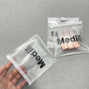 Zip Top PVC mỹ phẩm trang sức túi nhựa bao bì, tùy chỉnh màu đen trắng rõ ràng dây kéo Frosted <span class=keywords><strong>Ziplock</strong></span> túi sang trọng - Product Image 2