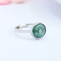 Bagues ajustables en pierre naturelle vintage, jade bleu du Myanmar, jadéite, pour femme, cadeau