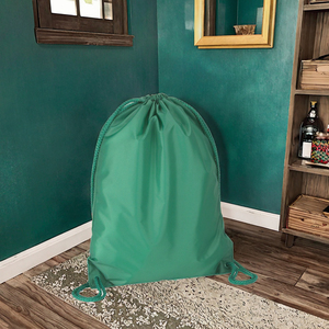 Portable Unisex Gym Travel Drawstring Shoes Bag Reusable Nylon Sports <b>Backpack</b> with Zipper Pocket - Product Image 3