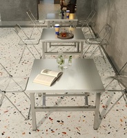 Table pliante en acier inoxydable de haute qualité Portable Home Outdoor Stall Location Table à manger carrée