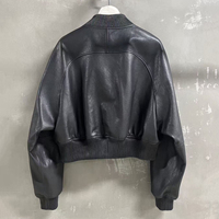 Jxwatcher Blouson Bomber Court en Cuir Véritable de Mouton pour Femme, Chaud et Doux, avec Logo Personnalisé, Tendance Printemps-Automne, Style Jeunesse