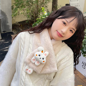 Wholesale Polyester <b>FAUX</b> <b>Fur</b> Italy Rex Rabbit Velvet Cute Cartoon Solid Color Women`s <b>Scarves</b> for Winter Outdoor - Product Image 3