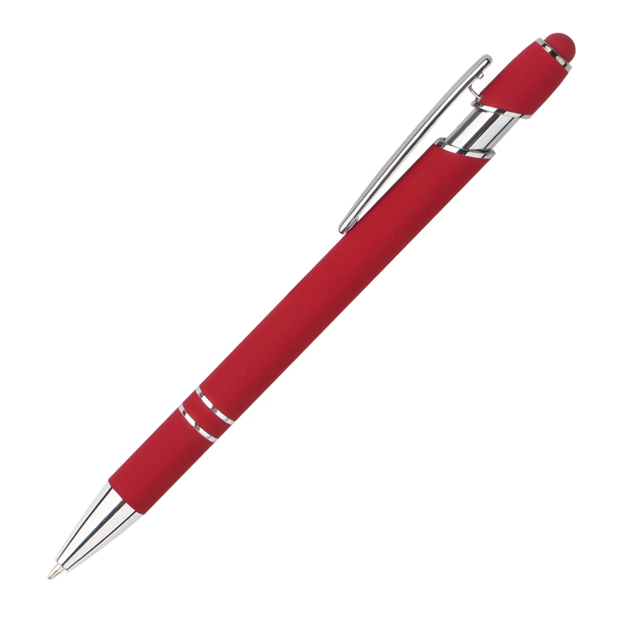 Iş hediyeler yazma renkli kişiselleştirilmiş 2 in 1 cep dokunmatik promosyon Metal Logo baskılı ile özel Stylus tükenmez kalem