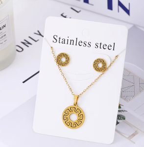 مجموعة مجوهرات من التيتانيوم الصلب للتصدير عبر الحدود الأمريكية البسيطة ، أقراط قلادة من الفولاذ المقاوم للصدأ تتميز بندفة الثلج - Product Image 3