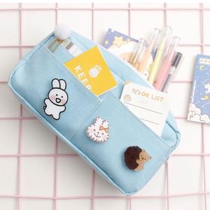 Canvas Pencil Case Cute Animal Badge Pink Pencil Cases Large <b>School</b> Pencil <b>Bags</b> for Maiden Girl Stationery Supplies - Product Image 4
