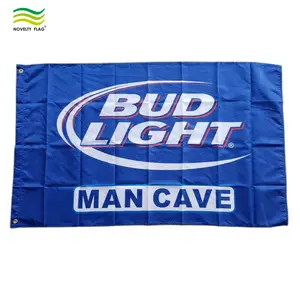 Fly In Breeze ธงติดกระดุมสำหรับผู้ชาย,ธงเบียร์บัดไวเซอร์3 'X 5' แบนเนอร์สำหรับเครื่องดื่มกลางแจ้งในร่มถ้ำ