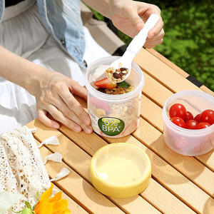 Boîte à lunch portable double couche pour salade petit déjeuner tasse de fruits lait et flocons d'avoine à emporter tasse de fromage-micro-ondable et chauffable - Product Image 3