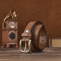 Ceinture WIZNEERK pour homme en cuir de vachette vintage de qualité supérieure, boucle en alliage, durable, légère, moulage monobloc, largeur 3,3 cm