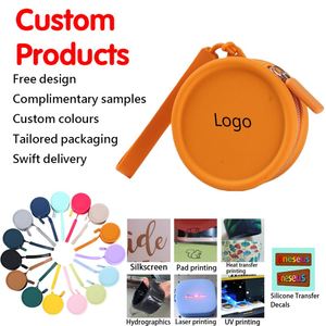 Monedero Redondo de Silicona con Cierre de Cremallera, Estuche para Auriculares/Cables de Datos, Porta Lápiz Labial, Unisex, Portátil, OEM ODM - Product Image 1