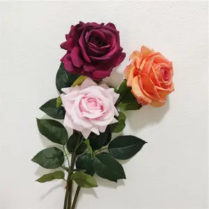 Nieuwe Ontwerp Kunstmatige Real Touch Silk Rose Decoratieve Enkele Roos Bloem Kunstmatige Bloem