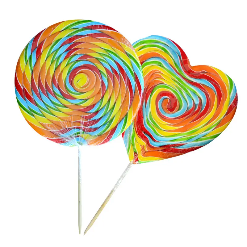 1000g Gift Box Oversized Lollipop Heart-shaped Round Fruit Flavors Giant Swirl Rainbow Lollipops