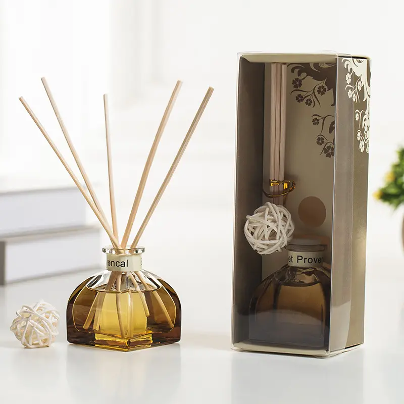 Vierkante Glazen Aroma Reed Diffuser Fles Set Met Rotan Stok