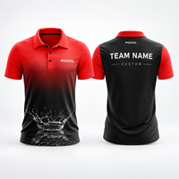 Polo de golf personnalisé dégradé rouge-noir à manches courtes, haut d'équipe avec logo personnalisé, uniforme pour clubs et événements, fourniture OEM, faible MOQ