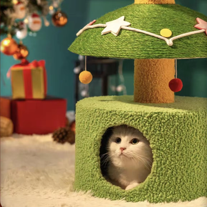Arbre à chat de Noël avec griffoir intégré pour petits et moyens animaux domestiques, avec plateau en sisal - Product Image 2