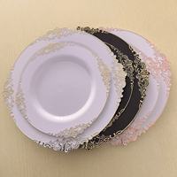 Assiettes en plastique élégantes avec bordure dorée, comprenant des assiettes plates et des assiettes à dessert pour les fêtes, les anniversaires et les remises de diplômes