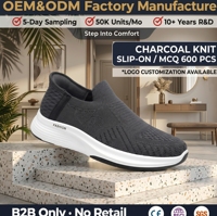 2026 Logo Personnalisé Homme Baskets Chaussette Flyknit Mains Libres Slip On Support Talon 5D Plateforme Rembourrée Grises Chaus