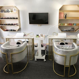 Luxury Modern <b>Nail</b> Salon Furniture Set with Gold Manicure <b>Table</b> & Chairs Professional Marble Top Beauty <b>Nail</b> Professional - Product Image 5