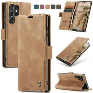 CaseMe Quick Stand Flip Card Case for Samsung S23 ultra A54 A34 A14 Top Rank Leather Magnetic Wallet Case For Samsung S23 ultra