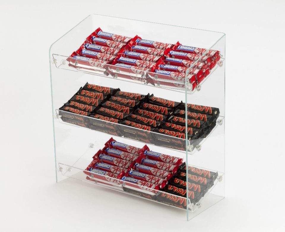 Expositor Para Encendedores Y Tabaco De Plexiglás Transparente Con 8 Estantes Inclinados