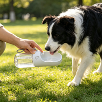 Soldes d'été : Bouteille d'eau portable pour chien 32oz 2 en 1 avec bol en plastique écologique solide pour les voyages, la randonnée et les promenades