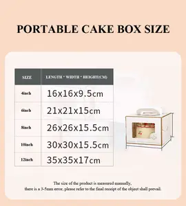 Tek kullanımlık doğum günü pastası kutusu kişiselleştirilmiş taşınabilir kağit kutu