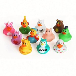 Jouets en caoutchouc en forme de canard qui couinent, personnalisables et écologiques, en vrac – Petites/Moyennes/Grandes tailles, logo imprimé en sérigraphie - Product Image 1