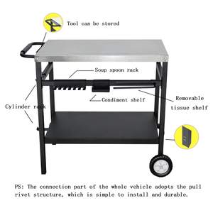 JH-carrito de acero inoxidable para cocina y Patio, carrito con soporte de 2 capas para exteriores - Product Image 3