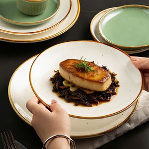 Nordic Style <b>Ceramic</b> Shallow <b>Plate</b> Western Tableware Restaurant Fruit Salad Dessert <b>Plate</b> Porcelain Serving <b>Plate</b> - Product Image 2
