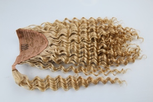 STOCK 22 pouces 100 grammes extensions de cheveux queue de cheval humaine prête à expédier <span class=keywords><strong>clip</strong></span> en queue de cheval enveloppante cheveux humains - Product Image 3