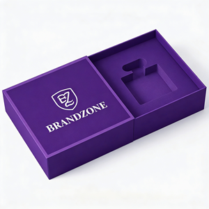 Boîte d'emballage de parfum de luxe sur mesure OEM, boîte rigide coulissante violette avec insert découpé, logo personnalisé, directement de l'usine - Product Image 4