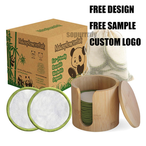 Discos de Algodón Reutilizables de Bambú con Logotipo Personalizado, Discos Faciales de Algodón Orgánico para Limpieza Facial, Bolsa de Lavandería Lavable - Product Image 1