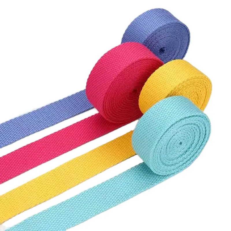 1 Inch Stripes Royal Blue Colorful Cotton Twill Webbing Tape 38mm 50mm Organic Polyester Cotton Webbing Bag Strap