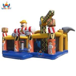 Château gonflable commercial en PVC sur le thème des ouvriers du bâtiment, 0,55 mm, 8x4x3,5 m, capacité 5-10 personnes, facile à installer - Product Image 4