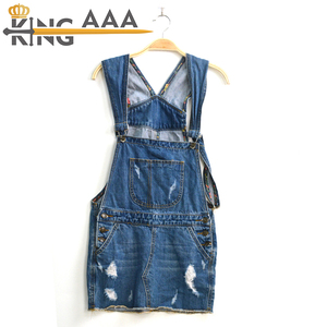 Vêtements en ballots utilisés femmes Denim Jeans jarretelle jupe seconde main Jeans <span class=keywords><strong>combinaison</strong></span> décontracté robe globale - Product Image 3