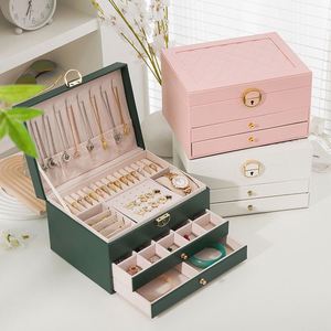 Hot Sale Rectangle Three-Layer Velvet Snap Closure <b>Drawer</b> Display Box Simple Style Fashion Jewelry Storage for Necklaces - Product Image 1