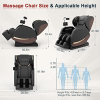 Fauteuil de massage inclinable intégral de conception haut de gamme, 10 points fixes, gravité zéro, hauteur réglable, cuir grain de bois