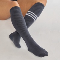 Chaussettes de yoga antidérapantes personnalisables en coton respirant, longueur genou, avec grip, pour Pilates et sport, en jacquard tricoté sur mesure