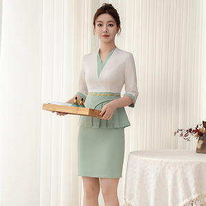 Elegant Beauty Salon Uniform Women Summer 2025 Polyester Skirt Suit For Spa Foot Massage Technician Elegant Temperament Pocket - Product Image 4