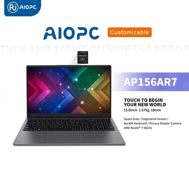 15.6 Inch AMD Ryzen 7 Laptop 1TB SSD Windows 11 FHD 1920x1080 Display Ultra Thin with Fingerprint Recognition for Education