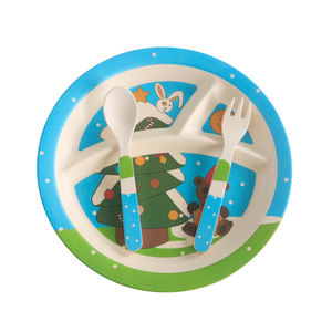 Prodotti per bambini in bambù <span class=keywords><strong>Set</strong></span> per bambini melamina vassoio per alimenti per bambini diviso piatto per cena <span class=keywords><strong>set</strong></span> per l'alimentazione del bambino - Product Image 3