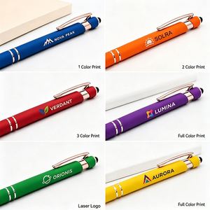 Stylo tactile en métal avec pointe en caoutchouc rose doré, logo de marque personnalisé gravé au laser, pour le bureau, les affaires, les cadeaux promotionnels - Product Image 4