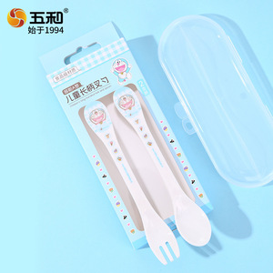 Wuhe Children's Fork And Spoon Set Melamine Hello Kitty Doraemon Style 2-4 Years Learning To Eat - Product Image 4