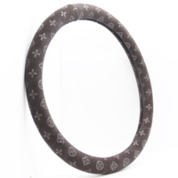 Housse de volant Airespace Dark Coffee Monogram en velours de coton personnalisé, cuir PU gaufré, antidérapante, universelle 38 cm