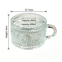 Mug en verre gaufré moderne avec poignée ergonomique, compatible lave-vaisselle et micro-ondes, anti-fuite pour café, thé, bière