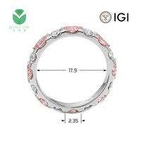 Bague Éternité Better Star en Diamant Rose et Blanc de Laboratoire, Coupe Ovale Fantaisie, Certifié IGI, Sertissage Alterné en Canal, 2 carats, Or 14K 18K