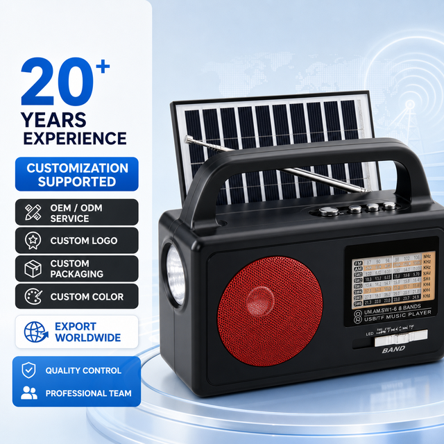 RAISENG R-550BTS LETREE Portable Solar AM FM SW Multi Band Radio Rechargeable Emergency Radio with LED Flashlight