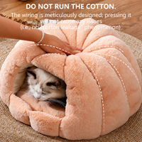 Lit-cave pour chat en peluche chaude en forme de citrouille, avec tapis amovible et lavable, pour chats et chiens de taille moyenne, vente en gros