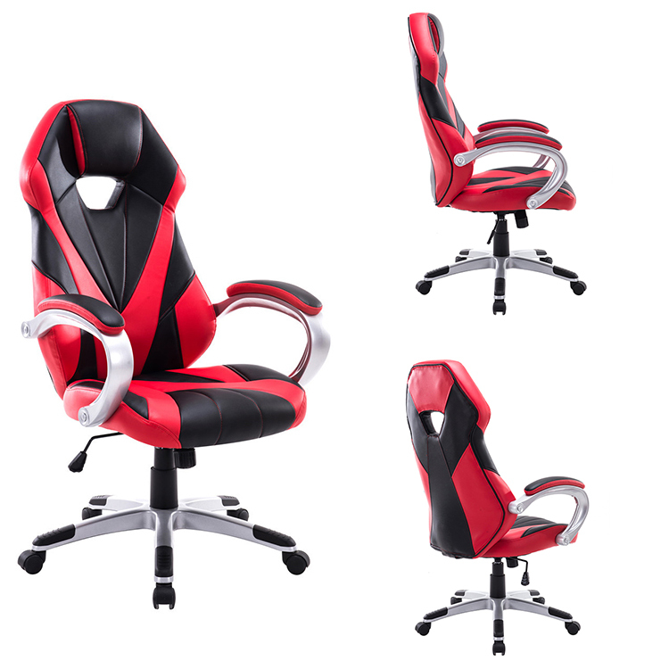 Perforated soft red modern ergonomic computer chair set