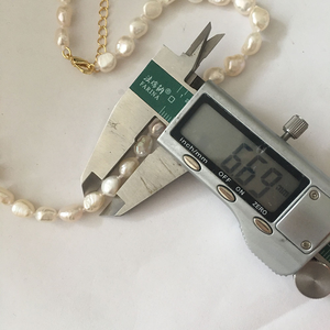 Bracciale/Cavigliera 17 cm + 5 cm, 100% <span class=keywords><strong>Perle</strong></span> Naturali d'Acqua Dolce, <span class=keywords><strong>Perle</strong></span> <span class=keywords><strong>Barocche</strong></span> Annodate 6.5-7.5 MM, Durevole, Chiusura Placcata in Oro 18k - Product Image 6